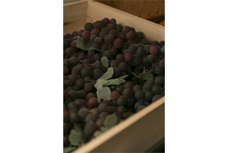 Crate and grapes